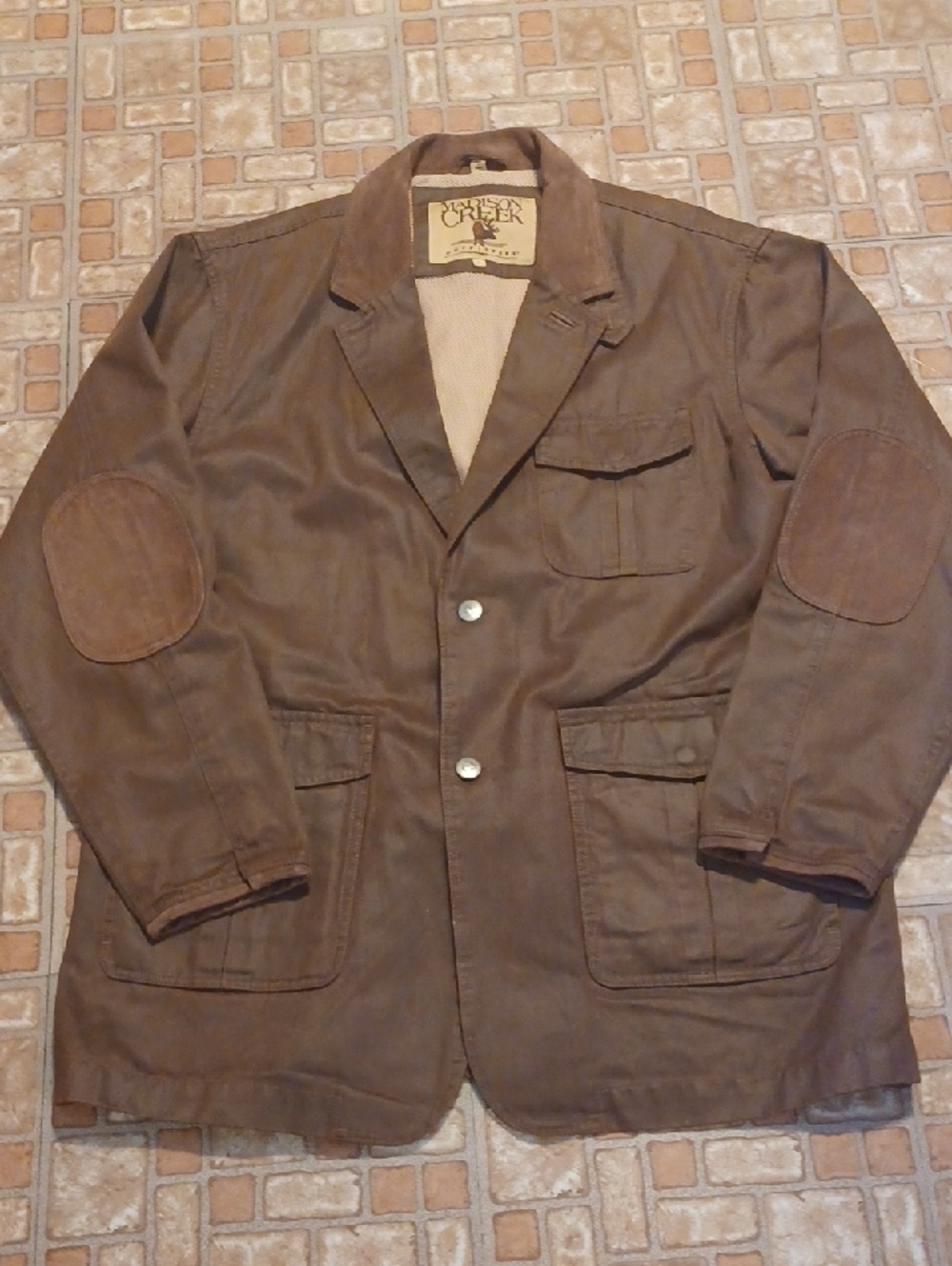 Madison Creek Outfiters Men's Brown Field Jacket with Elbow Patches